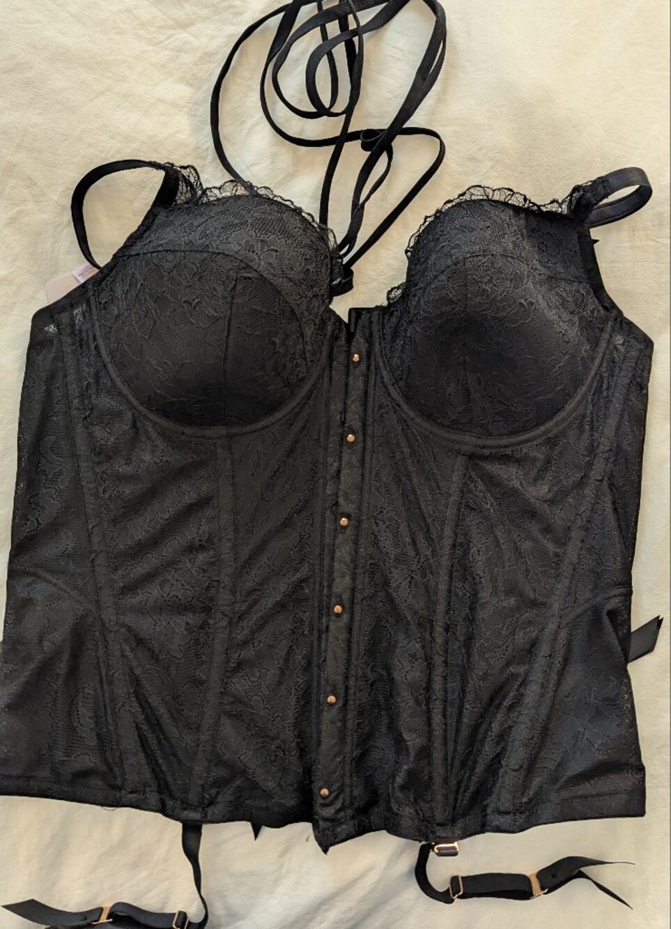 Savage X Fenty Beauty Black Lace Bustier Corset with Straps
